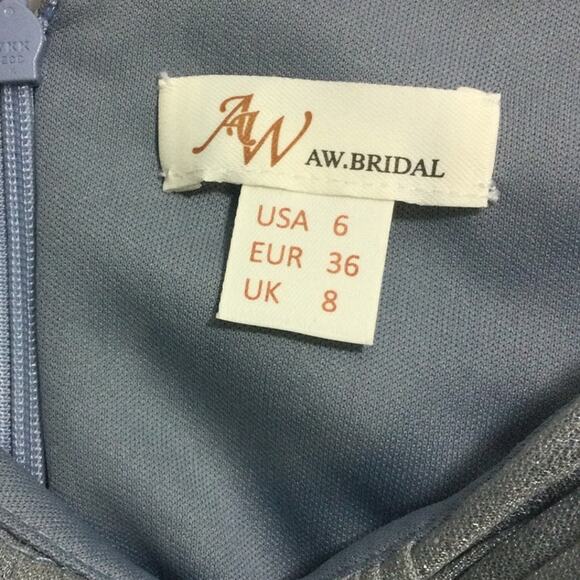 AW BRIDE 6 S Silver Grey Shirley Glitter Bridesmaid Formal Party Maxi Dress 0b6 - Picture 6 of 7